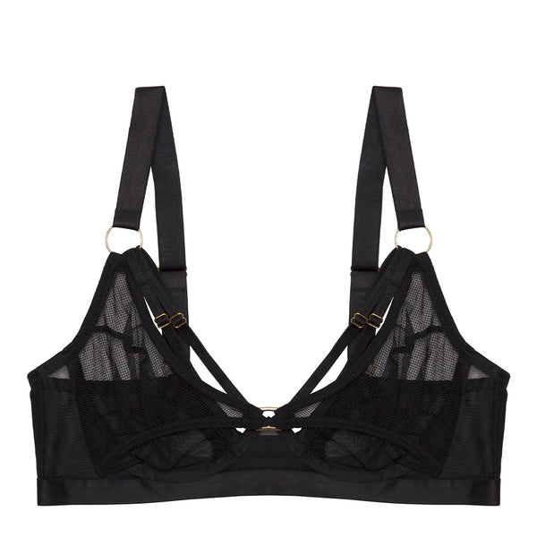 Holland Strappy Fishnet and Mesh Plunge Bra