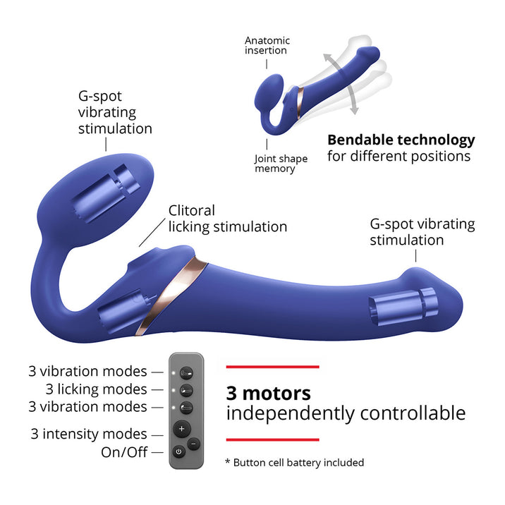 Strap-On-Me Multi Orgasm Bendable Strapless Dildo Blue