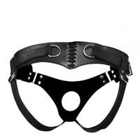 Strict Leather Corset Back Strap On Dildo Harness