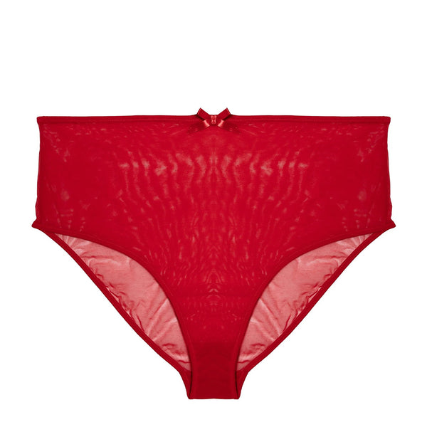 Bettie Page Elizabeth Red Mesh High Waisted Brief