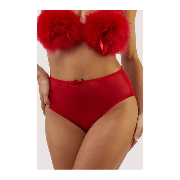 Bettie Page Elizabeth Red Mesh High Waisted Brief