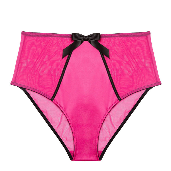 Bettie Page Inga Pink Ruffle High Waisted Brief