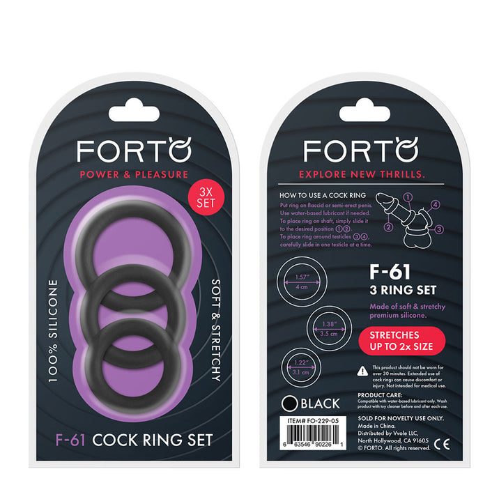 Forto F-61 Liquid Silicone 3 Piece Cock Ring Set