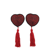 Love in Leather Diamante Heart Pasties with Tassels