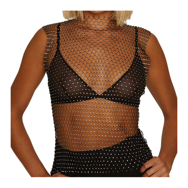 Muse Diamante Mesh Top