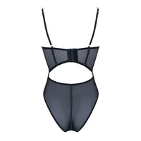 Muse Black Mesh Bodysuit with Gold Chain Straps