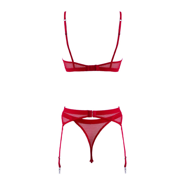 Muse Red Fishnet Lingerie Set