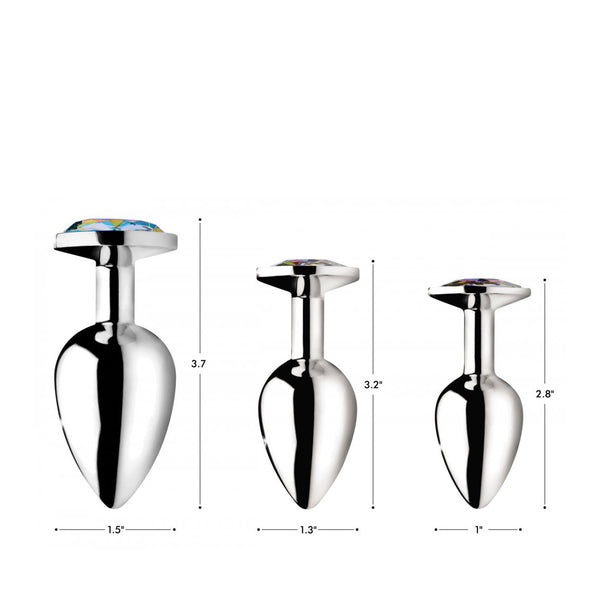 Rainbow Prism Gem Metal Butt Plug Medium