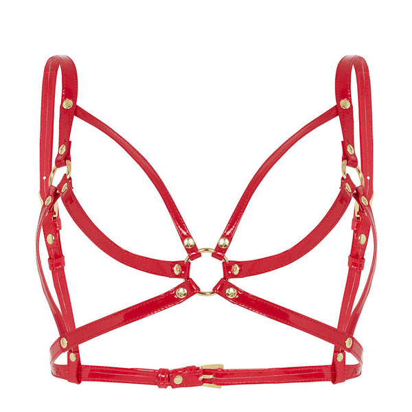 Regalia Chest Harness Open Bra Red