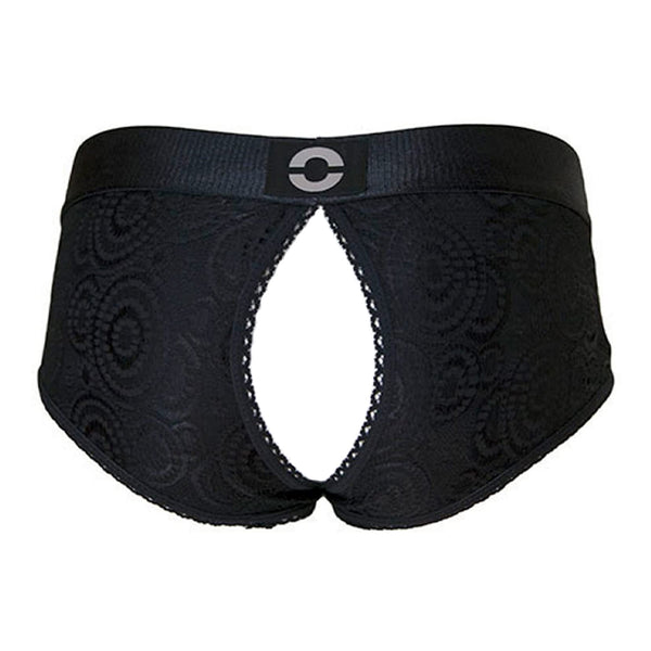 RodeoH Crotchless Lace Panty Harness Black