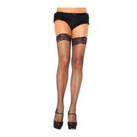 Leg Avenue Fishnet Thigh Highs with Lace Top