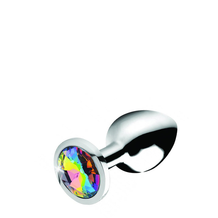 Rainbow Prism Gem Metal Butt Plug Medium